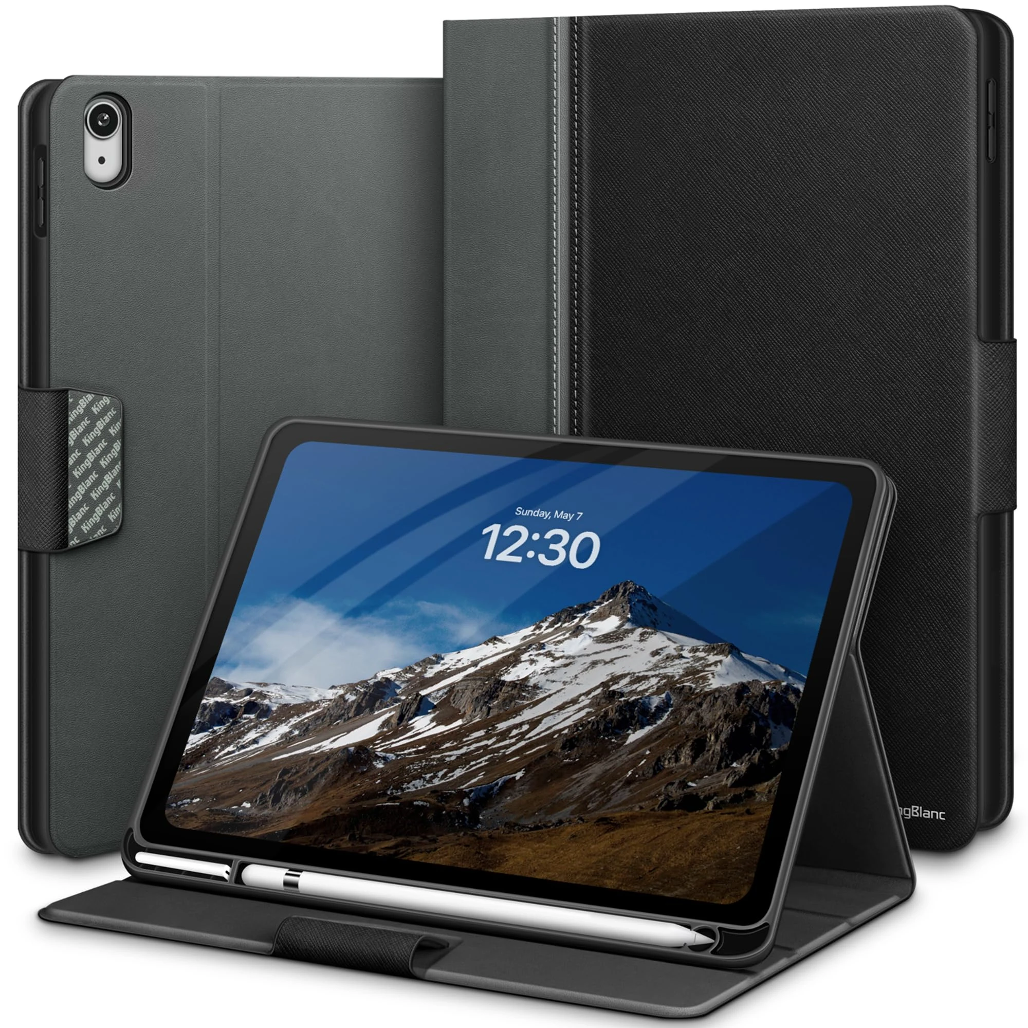 KingBlanc Case for iPad (A16) 11th Generation 11 Inch 2025, iPad 10th Gen 10.9 Inch 2022 with Pencil Holder, PU Leather Protective Cover, Auto Sleep/Wake, Viewing/Typing Angle, Magnetic Clasp, Black
