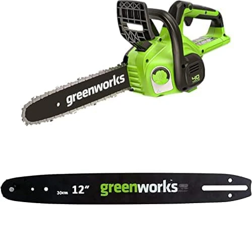 Greenworks G40CS30II Cordless Chainsaw, 12 Inch (30cm) Bar Length + Greenworks Original Guide Bar for Chainsaw (30 cm Replacement Bar Suitable for The Chainsaws G40CS30 and GD24CS30 by Greenworks)