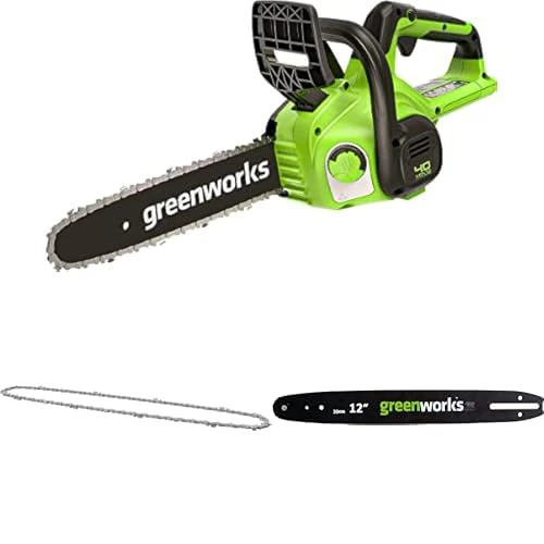 Greenworks G40CS30II Cordless 40V Chainsaw + Greenworks Replacement 30cm Chain for Chainsaw + Greenworks Replacement 30cm Bar for Chainsaw