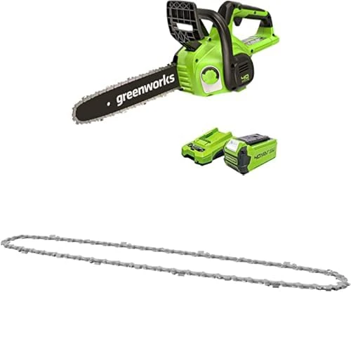 Greenworks Cordless 40V 30cm Chainsaw Battery Powered + Greenworks Replacement Chain for Chainsaw (30 cm Chain Suitable for Various Greenworks Chainsaws and Pole-chainswas)