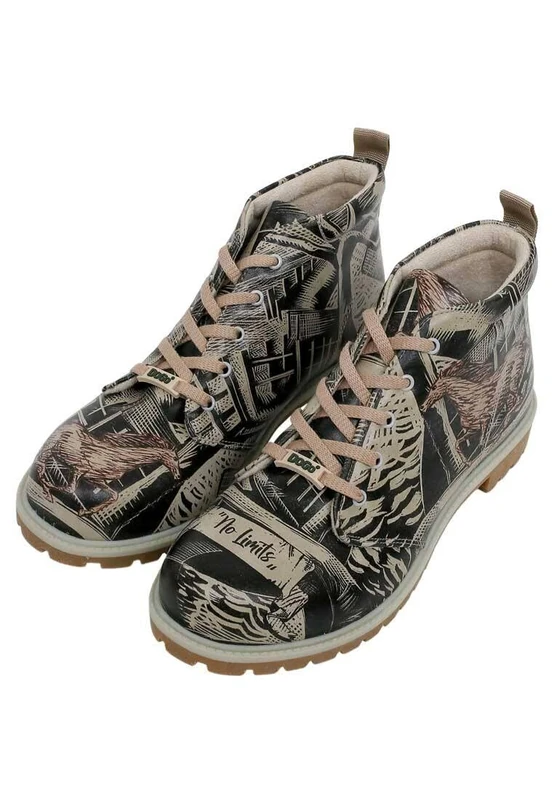 DOGO Men's Vegan Leather Black Ankle Boots - No Limits Pattern, Multicolored, 7 UK