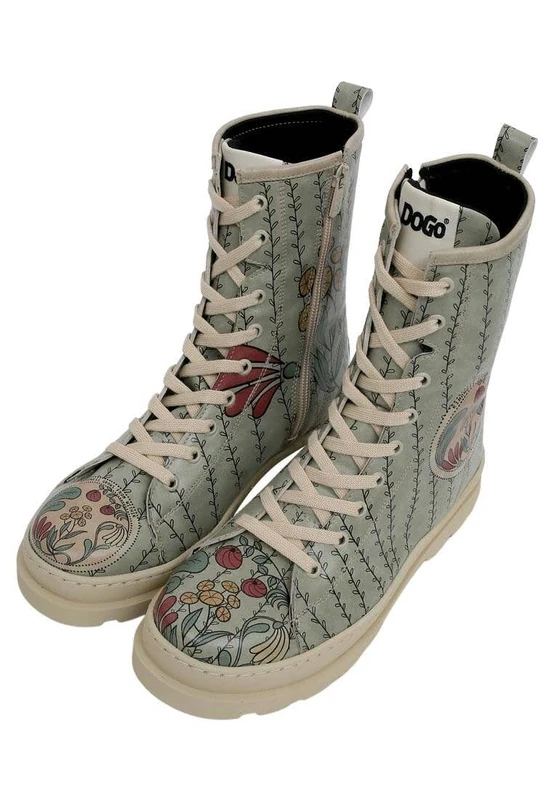 DOGO Women's Vegan Leather Turquoise Long Boots - Kindness Grows Pattern, Multicolored, 8 UK - Image 1