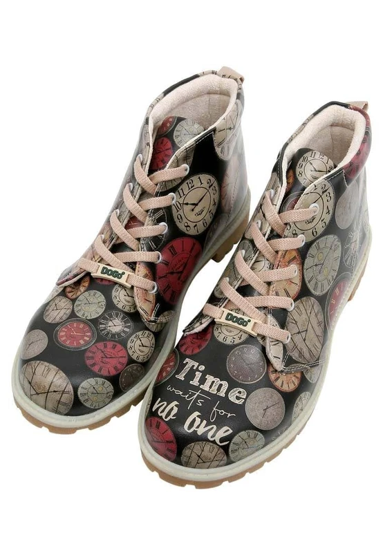 DOGO Men's Vegan Leather Multicolored Ankle Boots - Time Waits For No-One Pattern, Multicolored, 7 UK