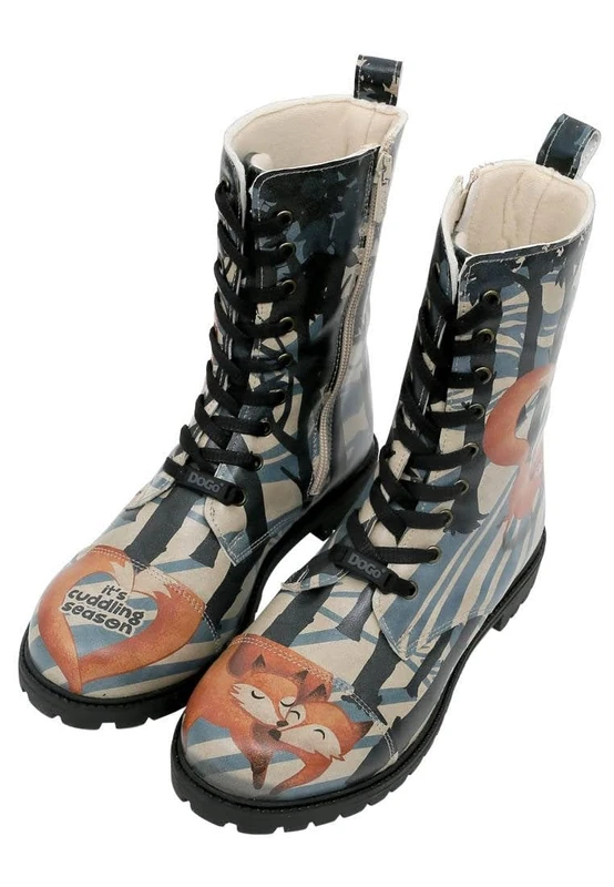 DOGO Women's Vegan Leather Multicoloured Long Boots - Cuddling Season Pattern, Multicolored, 8 UK