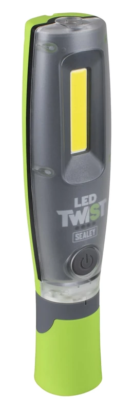 Sealey LED Twist Rechargeable Inspection Light, 16W COB & 1W SMD, 2000lm, Rotating Magnetic Base - LED2001G, Grey/Green