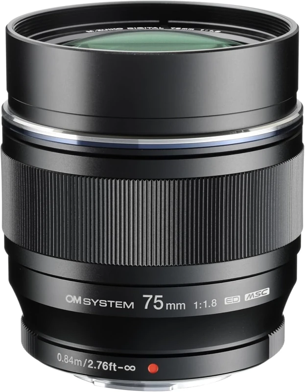 OM SYSTEM M.Zuiko Digital ED 75 mm F1.8 Lens, Fast Fixed Focal Length, Suitable for All MFT Cameras (Olympus OM-D & PEN Models, Panasonic G Series), Black