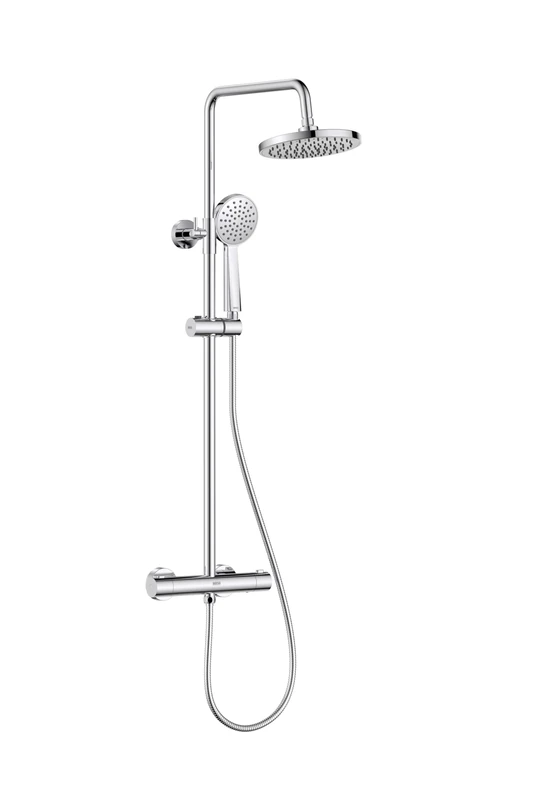 Zing2 Adjustable Thermostatic Rigid Riser Diverter Bar Shower Chrome