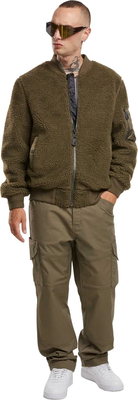 Brandit Men's MA1 Sherpa Jacket, olive, L