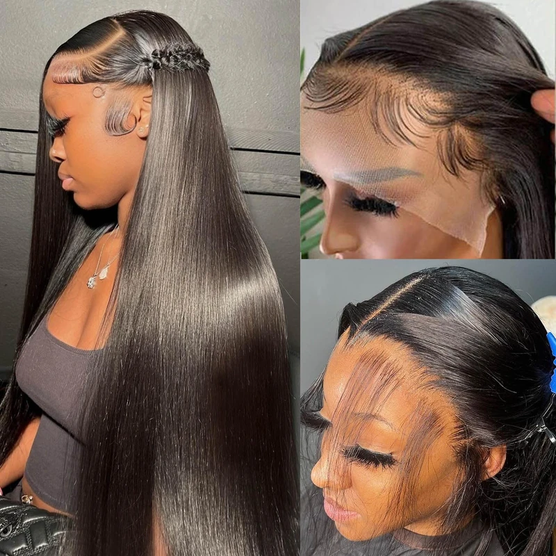 Lemoda 30inch 250% Density 13x6 Full Lace Frontal Wigs Brazilian 12A Virgin Human Hair Wig HD Transparent Lace Wig 13x6 Full Lace Straight Wigs Human Hair for Black Women