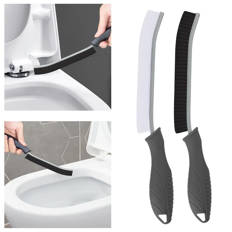 TQRR Hard Bristle Crevice Cleaning Brush UK, 2Pcs Bathroom Tile Groove Gap Cleaning Brush, Grout Cleaner Brush, Cleaning Tool for Window, Kitchen, Sink, Tub, Shower, Toilet (2, Grey)