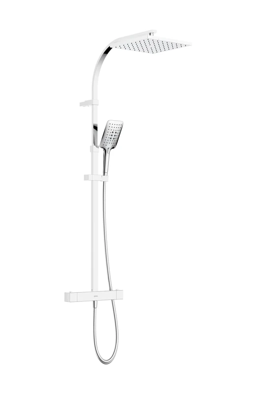 Quadrato Safe Touch Adjustable Thermostatic Rigid Riser Bar Shower Chrome