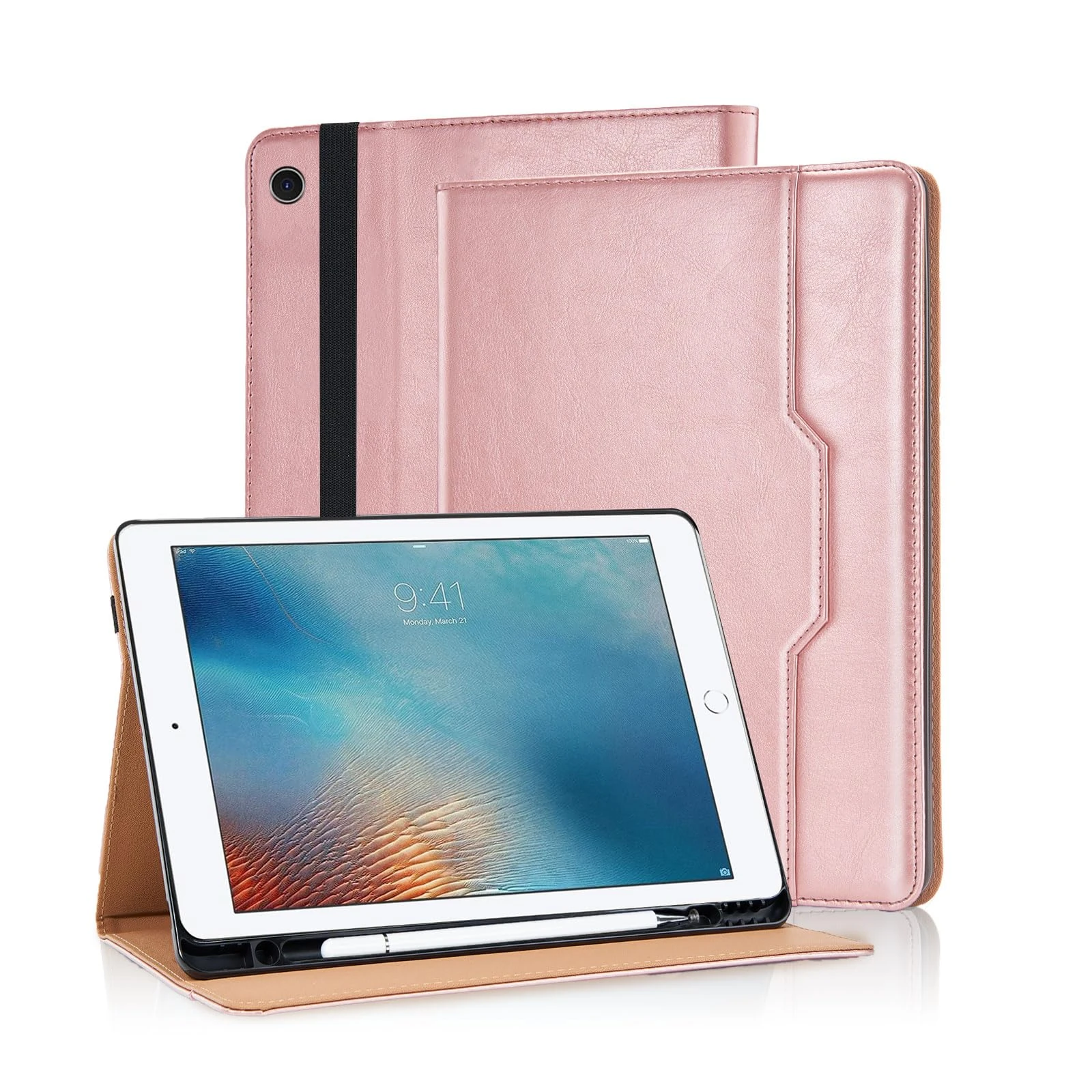 Vkooer Case for iPad Pro 9.7 2016 (Model: A1673 A1674 A1675) with Pencil Holder Canvas PU Leather Folio Cover with Auto Sleep/Wake Multi Angle Stand for iPad Pro 9.7" 2016 Tablet - Grey