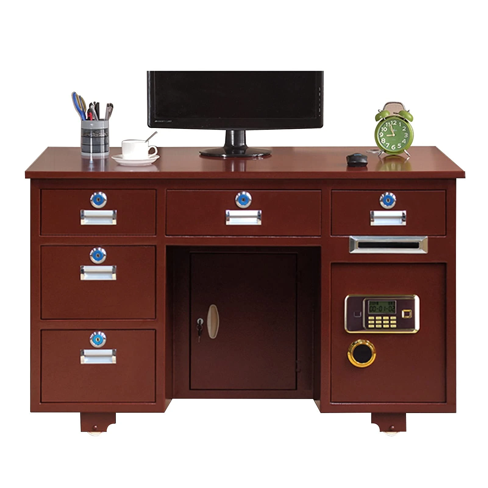 MOLVUS Safes Table Fireproof and Anti-Theft,Storage Table for Home Business and Office Supplies,Safe with Drawer and Electronic Code,Steel (Style2)