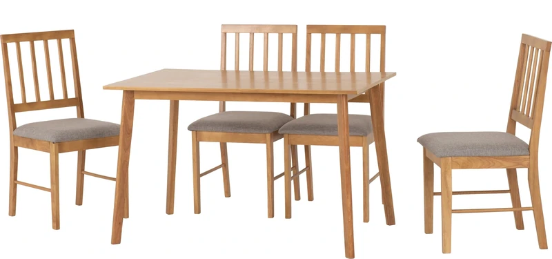 Seconique Austin 1+4 Dining Set in Oak Effect/Grey Fabric