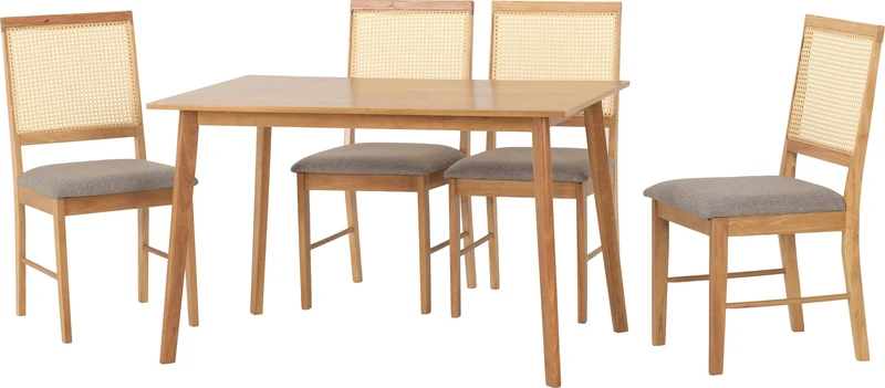 Seconique Austin & Ellis 1+4 Dining Set in Oak Effect/Grey Fabric