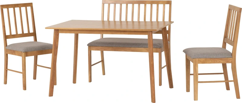 Seconique Austin Dining Bench Set (2 Chairs) in Oak Effect/Grey Fabric