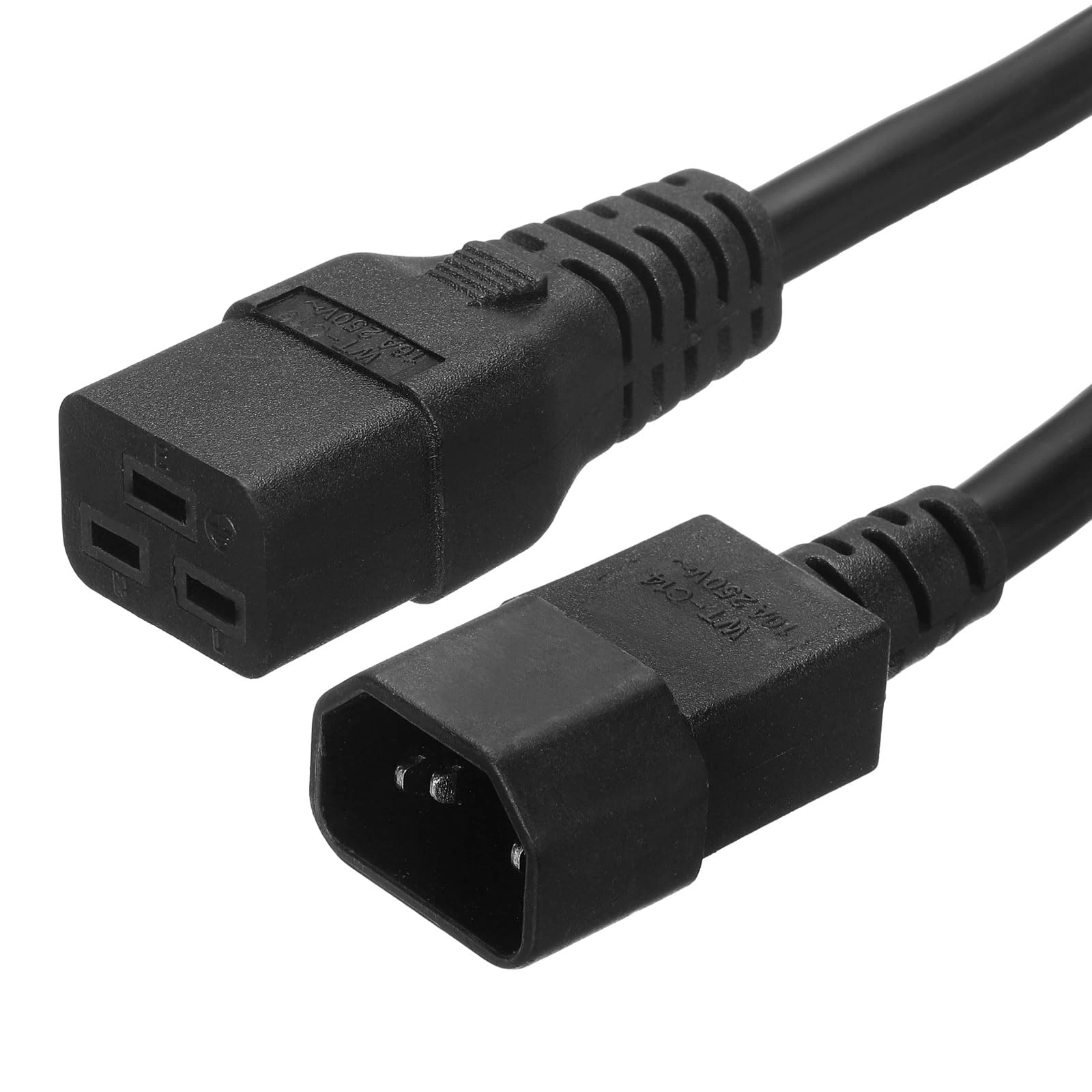 PATIKIL AC Power Cord 3 Prong C14 Male to C19 Female 2.5mm2 1.5m 4.9Ft 250V 10A 16A PDU Cable for Laptop Electronics Computer Printer Radio Monitor