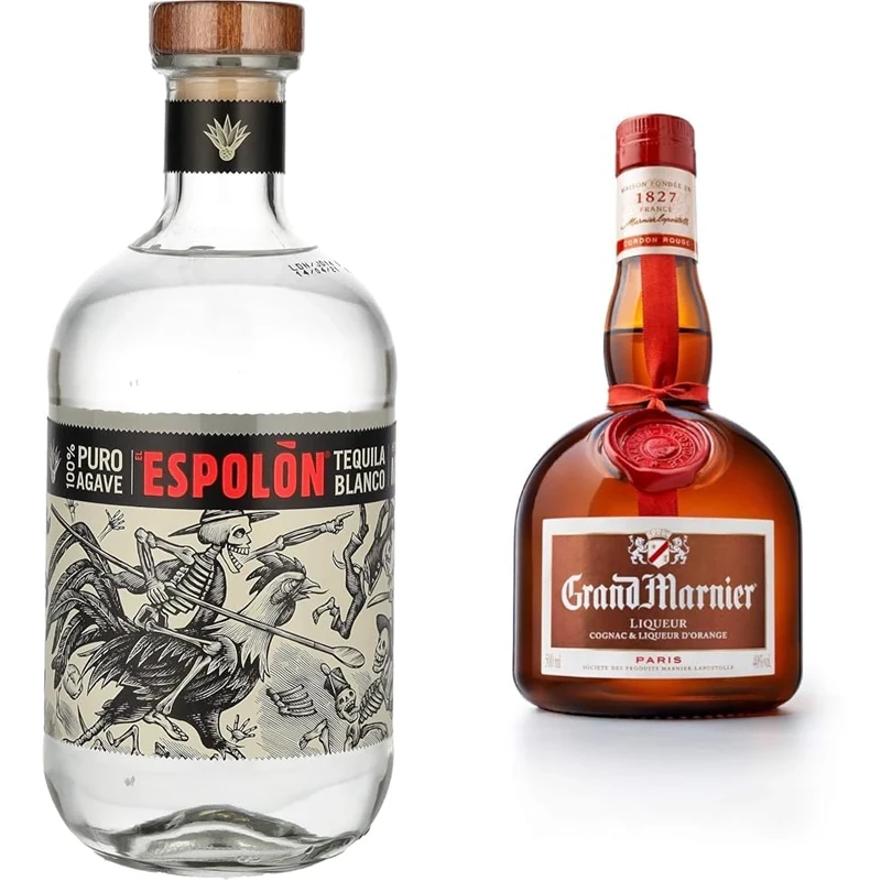 The Grand Margarita Bundle - Espolon Blanco Super Premium Tequila, 70 Cl + Grand Marnier- Cordon Rouge Cognac & Orange Liqueur, Essential Ingredient for the Grand Margarita cocktail 50cl
