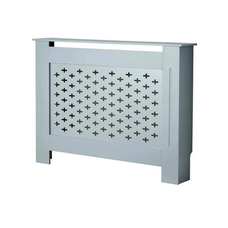 Home Source Radiator Cover Wooden Wall Cabinet Shelf Decorative Grill, Grey, Medium 112cm