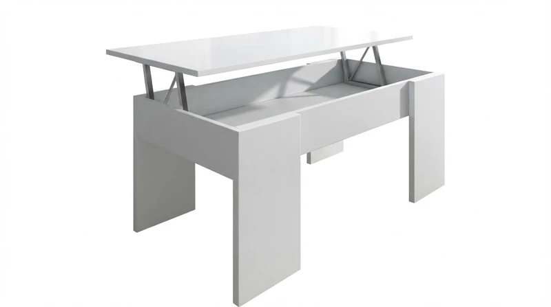 SHIITO | VINCCI Model- Lift-Up Coffee Table | Modern and Functional | White Finish - 45x90x50cm