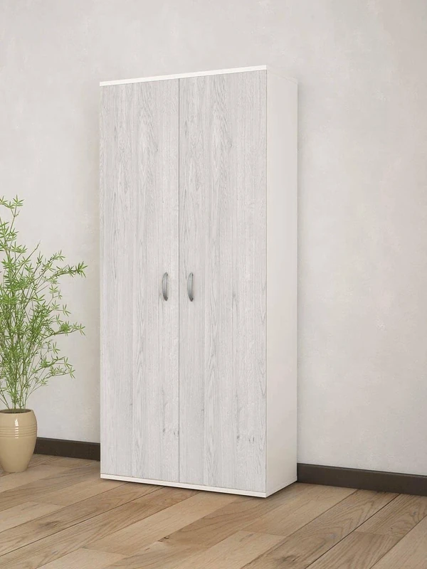 Dmora 2 Batangas Wardrobe, Bedroom Furniture, Cabin Doors, Wardrobe Hanger, Made in Italy, 80 x 52 x 170 cm, White and Oak