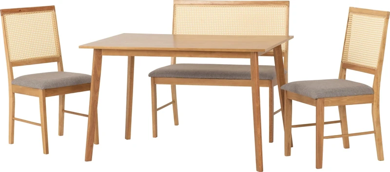 Seconique Austin & Ellis Dining Bench Set (2 Chairs) in Oak Effect/Grey Fabric
