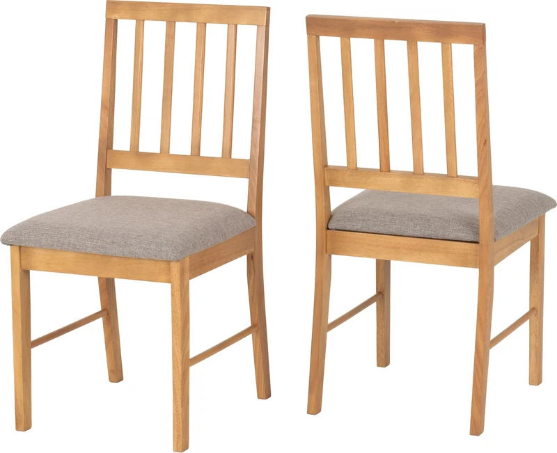 Seconique Austin Chair (BOX OF 2) in Oak Effect/Grey Fabric