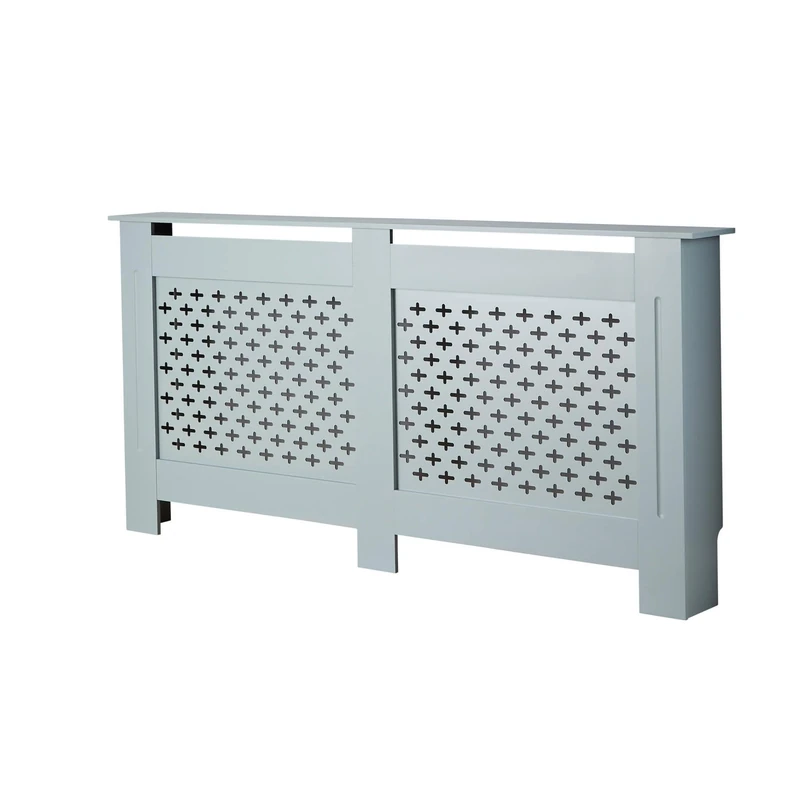 Home Source Radiator Cover Wooden Wall Cabinet Shelf Decorative Grill, Grey, Extra Large 172cm