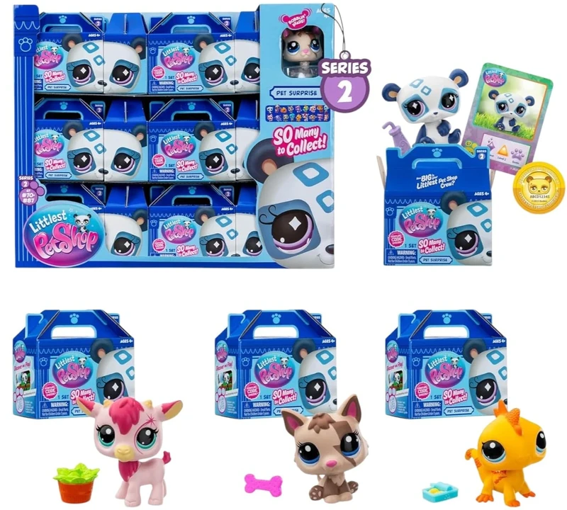 Littlest Pet Shop FULL SET OF 18 Pet Surprise Single Boxes Series 2| Each Pet Surprise Mystery Box Contains 1 LPS Mini Pet Toy 1 Accessory 1 Collector Card And 1 Virtual Code | Collectable Toys