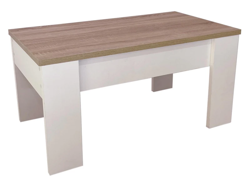 SHIITO | VINCCI Model- Lift-Up Coffee Table | Modern and Functional | White-Cambrion Finish - 45x90x50cm