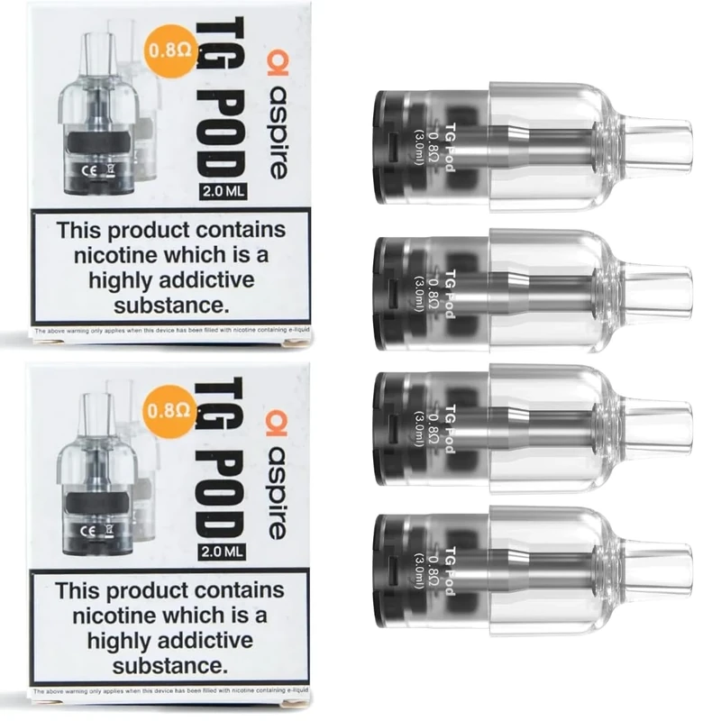 4 Pack Cyber G pods/TG Pods (0.8ohm 2ML) - 4 Pack for Cyber G Pod Kit - No Nicotine (0.8ohm)