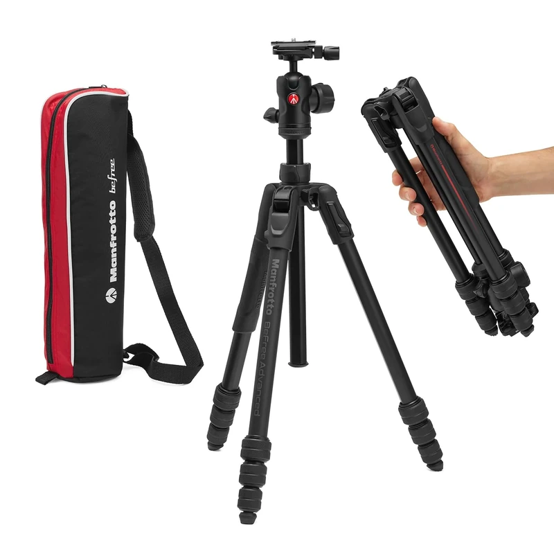 Manfrotto Befree Advanced AS, Camera Tripod, Twist Lock, Compatible with Arca-Swiss, Portable, Compact Travel Tripod Kit, Ball Head, Aluminium Photo Support, for DSLR, Mirrorless, Camera Accessories
