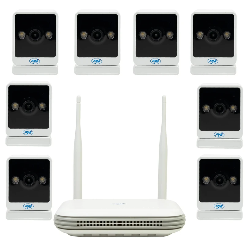 Wireless video surveillance kit PNI House WiFi800 NVR and 8 PNI IP744 4MP cameras