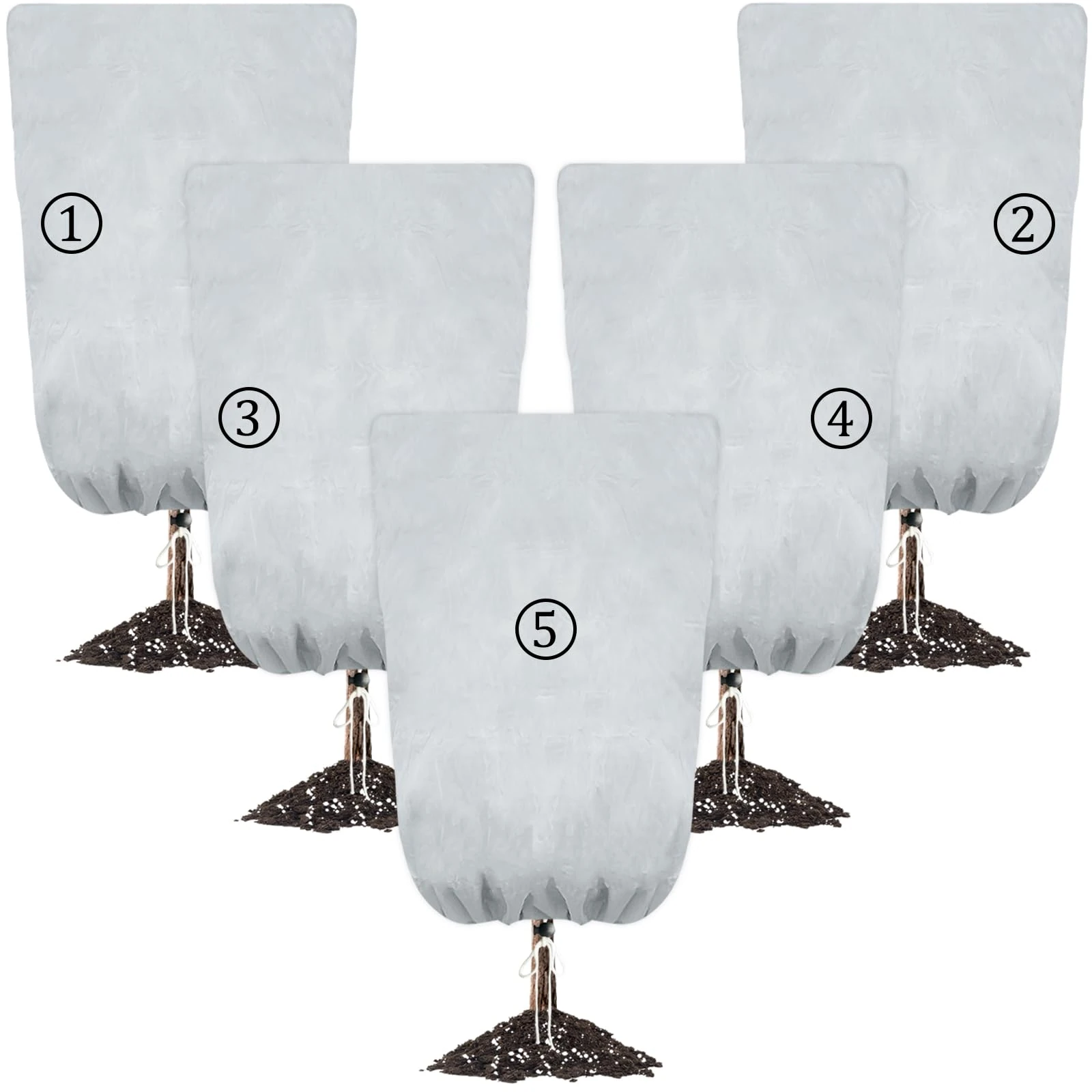 5PCS Thick Plant Fleece Frost Protection - 80x120cm 80gms with Drawstring,Winter Horticultural Jacket Blanket Fabric Cloth for Outdoor Fruit Olive Tree Bushes Shrub Potted Keep Warm,Garden Cover Bags