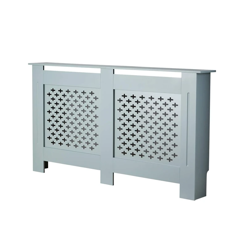 Home Source Radiator Cover Wooden Wall Cabinet Shelf Decorative Grill, Grey, Large 152cm