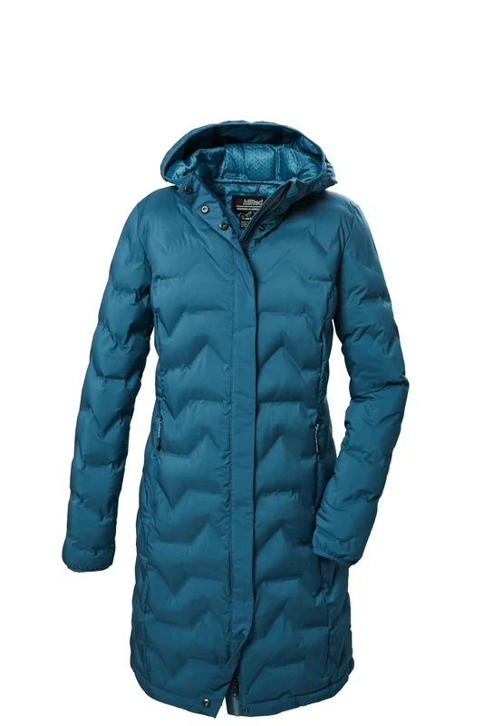 Killtec KOW 9 WMN QLTD PRK 41806-000 Women's Quilted Parka/Functional Parka with Hood, Light Petrol, 38