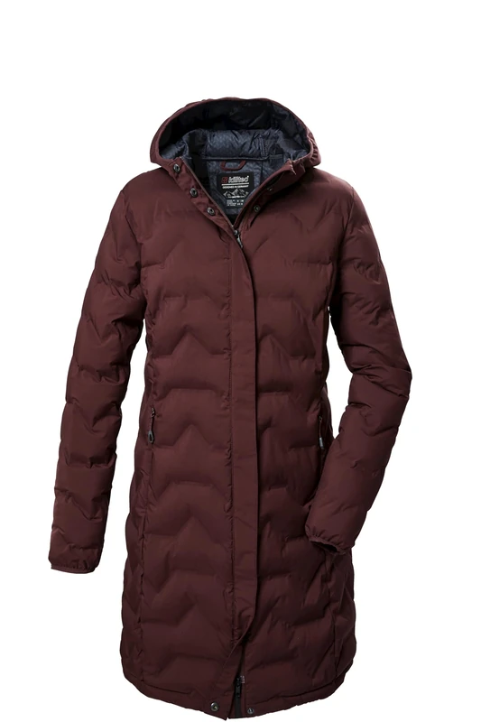 Killtec Women's Kow 9 Wmn Qltd Prk Quilted Functional Parka with Hood, Dark Wine red, 46 (EU)