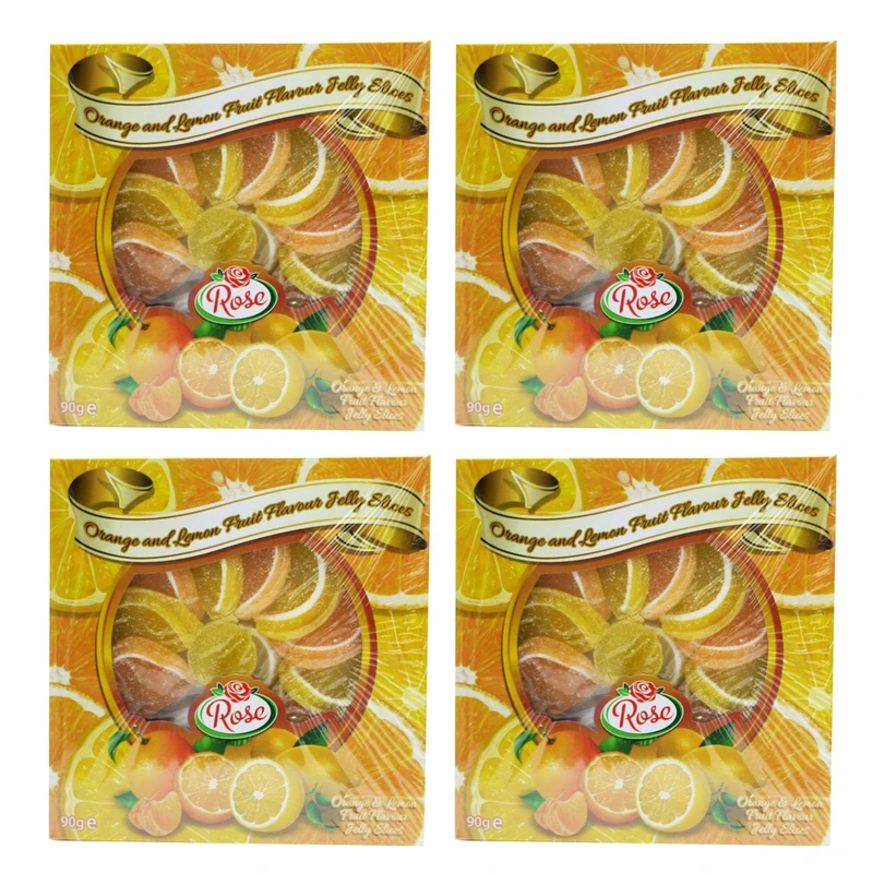 Orange & Lemon Fruit Flavour Jelly Slices | 4 Packs - Sweets Jellies Gift or Cake Decorating