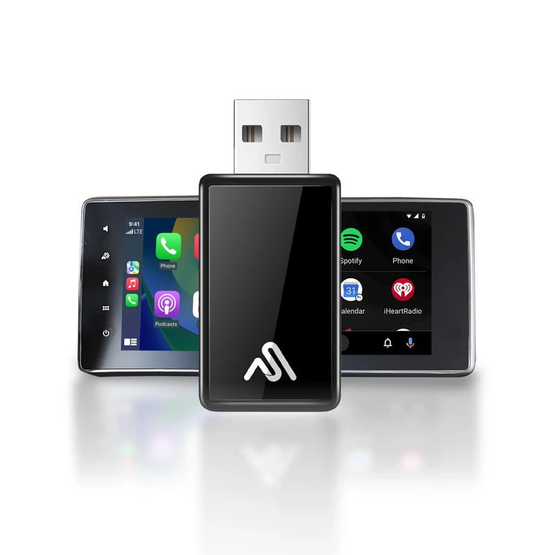 AutoSky WUA8 USB Adapter – Sapphire Edition Wireless CarPlay & Android Auto, Bluetooth & WiFi, Plug & Play, hands-free calling, voice control, iOS & Android compatible, premium design