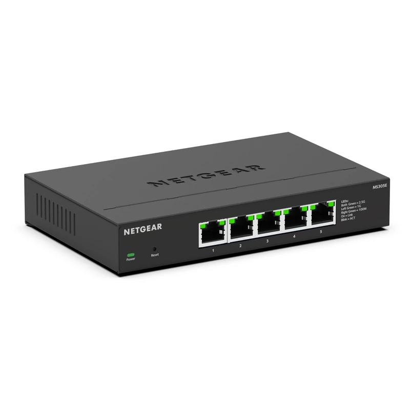 NETGEAR 5 Port 2.5GB Switch MS305E, Multi-Gigabit Managed Ethernet Switch, 5 x 1G and 2.5G Ports, Desktop or Wall Mount