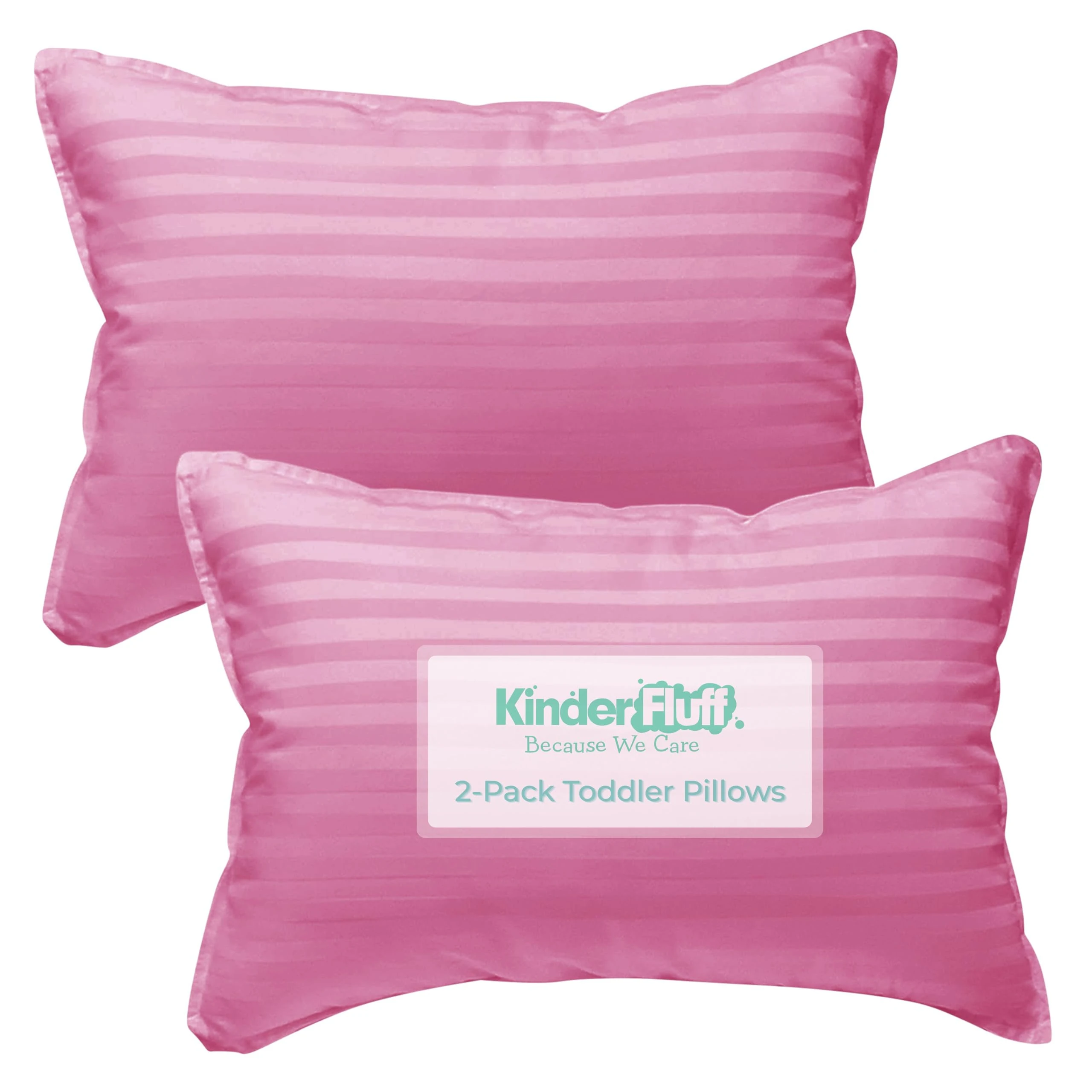 kinder Fluff Children Pillow (2pk) - The only Pillows 300T Soft Cotton & Down Alternative Fill - Hypoallergenic & Machine Washable. Ideal XS Pillows for Children Bed & Travel Pillow (10X15in - Pink)