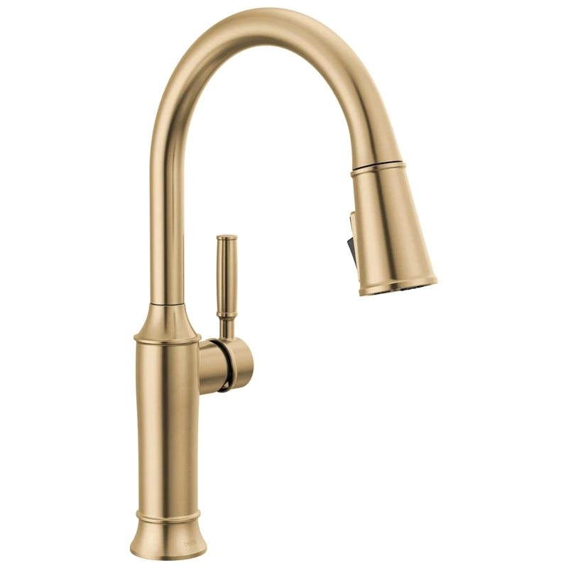 Delta Renaldi Kitchen Faucet with Pull Down Sprayer, Brushed Nickel Kitchen Sink Faucet, Delta ProClean, Lumicoat Champagne Bronze 9184-CZ-PR-DST