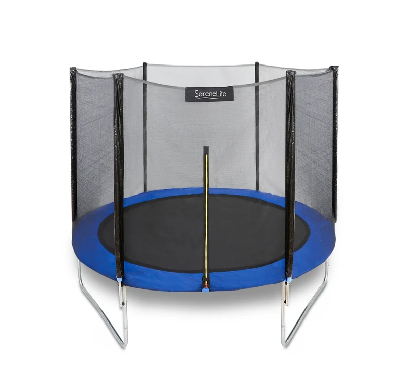 SereneLife Outdoor Trampoline for Kids and Adults - 8ft 10ft 12ft - ASTM Certified Heavy Duty Garden Trampoline with Safety Poles Netting and Stable Rustproof Frame
