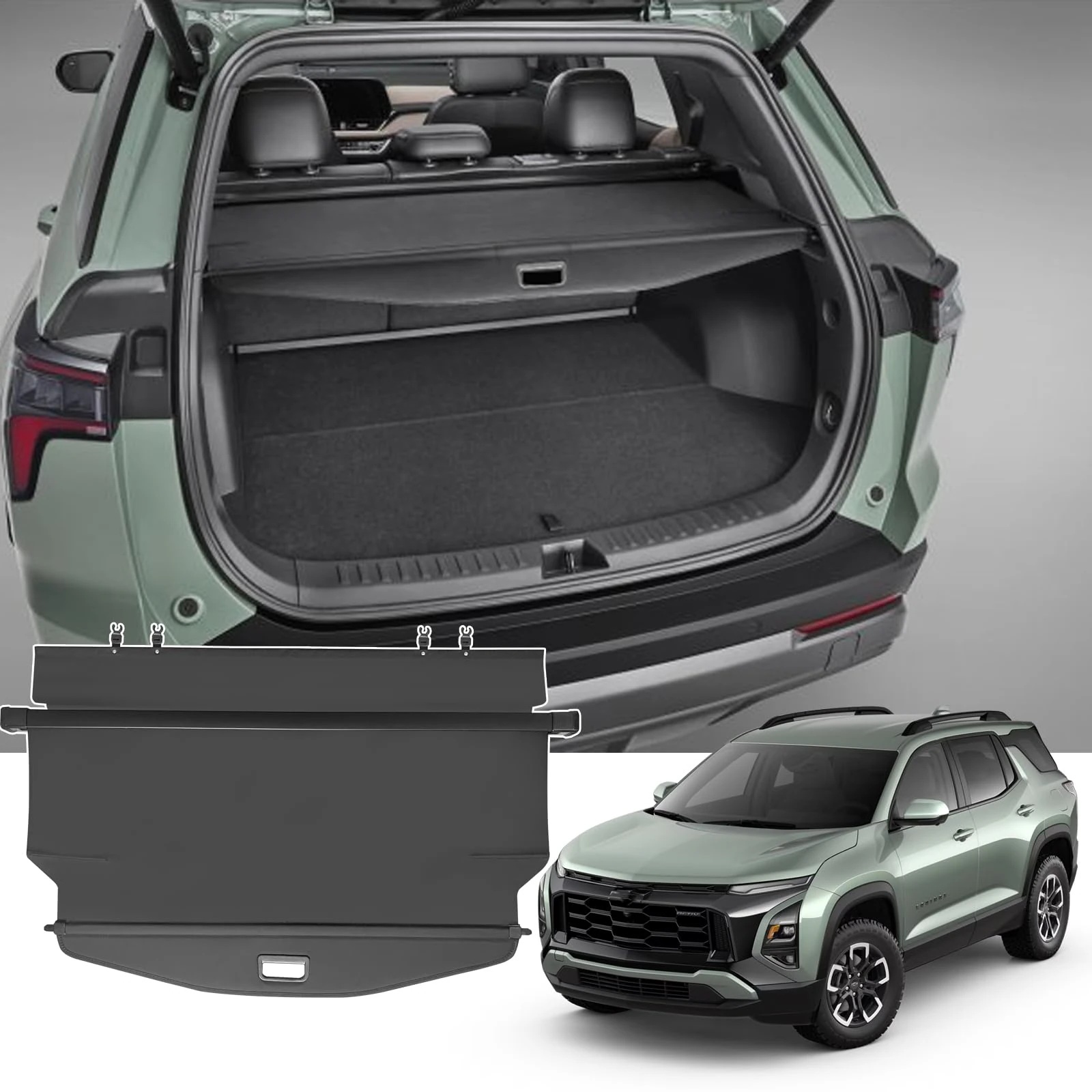 VESUL Compatible with Chevy Chevrolet Equinox 2025 GMC Terrain Retractable Cargo Cover Security Shade Shield Tonneau Cover Anti-Peeping Luggage Privacy Screen No Gap Black Not Fit Equinox EV