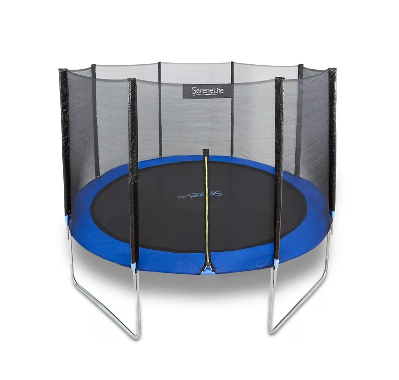 SereneLife Outdoor Trampoline for Kids and Adults - 8ft 10ft 12ft - ASTM Certified Heavy Duty Garden Trampoline with Safety Poles Netting and Stable Rustproof Frame