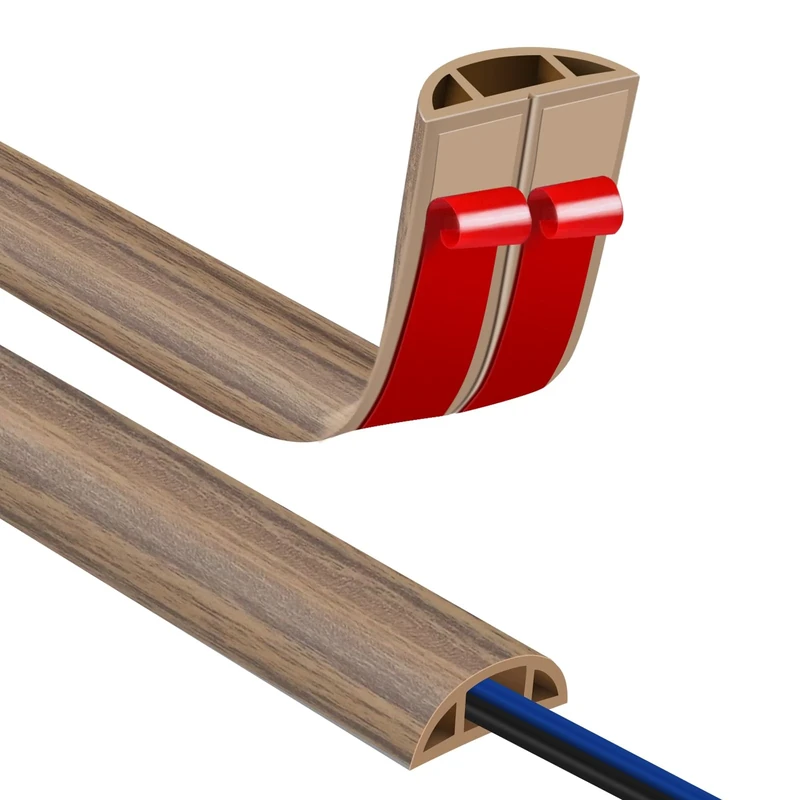 Floor Cable Cover Wire Cover 3m Self Adhesive Cable Floor Protect Cord & Prevent Trip Hazards Cord Protector for Office Home Factories Garages Wall Outdoor