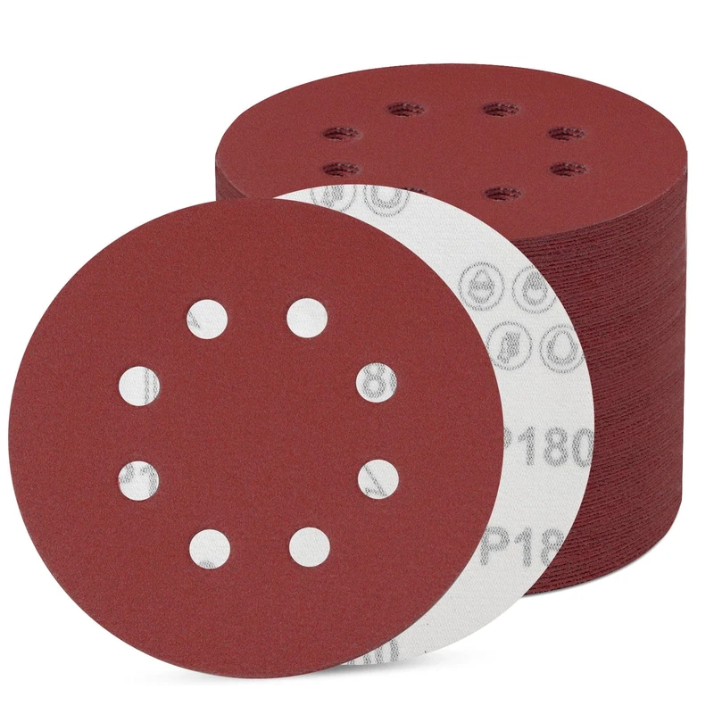 125mm Sanding Discs,100Pcs Orbital Sander Discs Hook and Loop Sanding Pads for Random Orbital Sander (100 Pieces - 180 Grit)