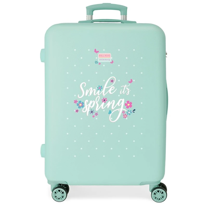 ROLL ROAD Spring Dream Medium Suitcase Blue 48x70x26 cm Rigid 3 kg Combination Lock Side ABS 3 kg 81 L, Blue, One Size, Medium Suitcase