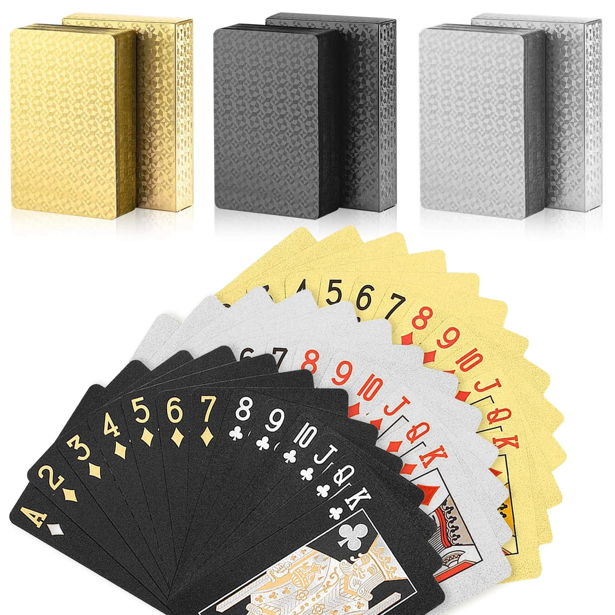 SWINILAYA 3 Packs Playing Cards - Waterproof Plastic Jumbo Index Poker Cards,Deck of Cards for Party,Family