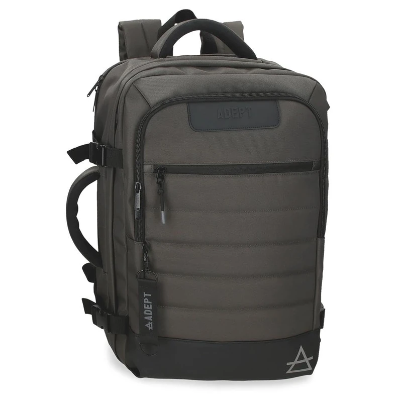 ADEPT Dmas Laptop Backpack Double Compartment Laptop 15.6 Inches Grey 30 x 44 x 18 cm Polyester 23.76L, grey, One Size, Laptop Backpack Dual Compartment